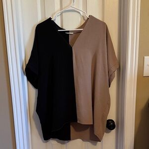 Two-Tone Black and Brown Women's Top